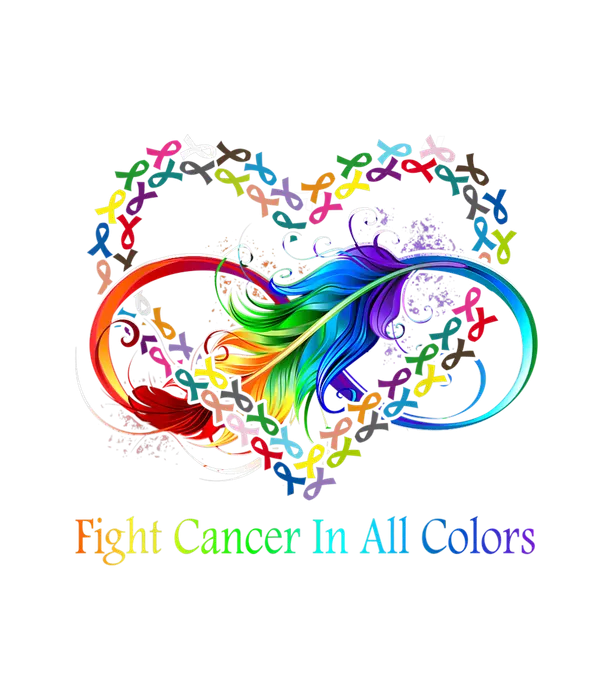 PV IGQO Fight Cancer in All Color Fight Cancer Feather Ribbons T Shirt processed