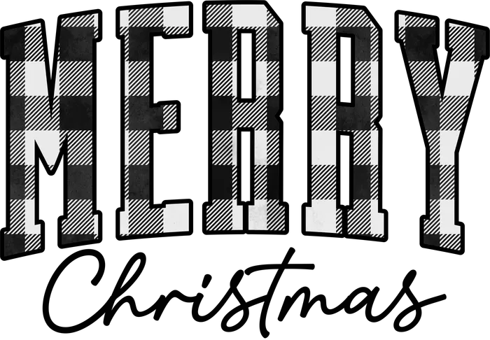 PV I33Y 001MerryChristmasPlaidBLACKANDWHITE